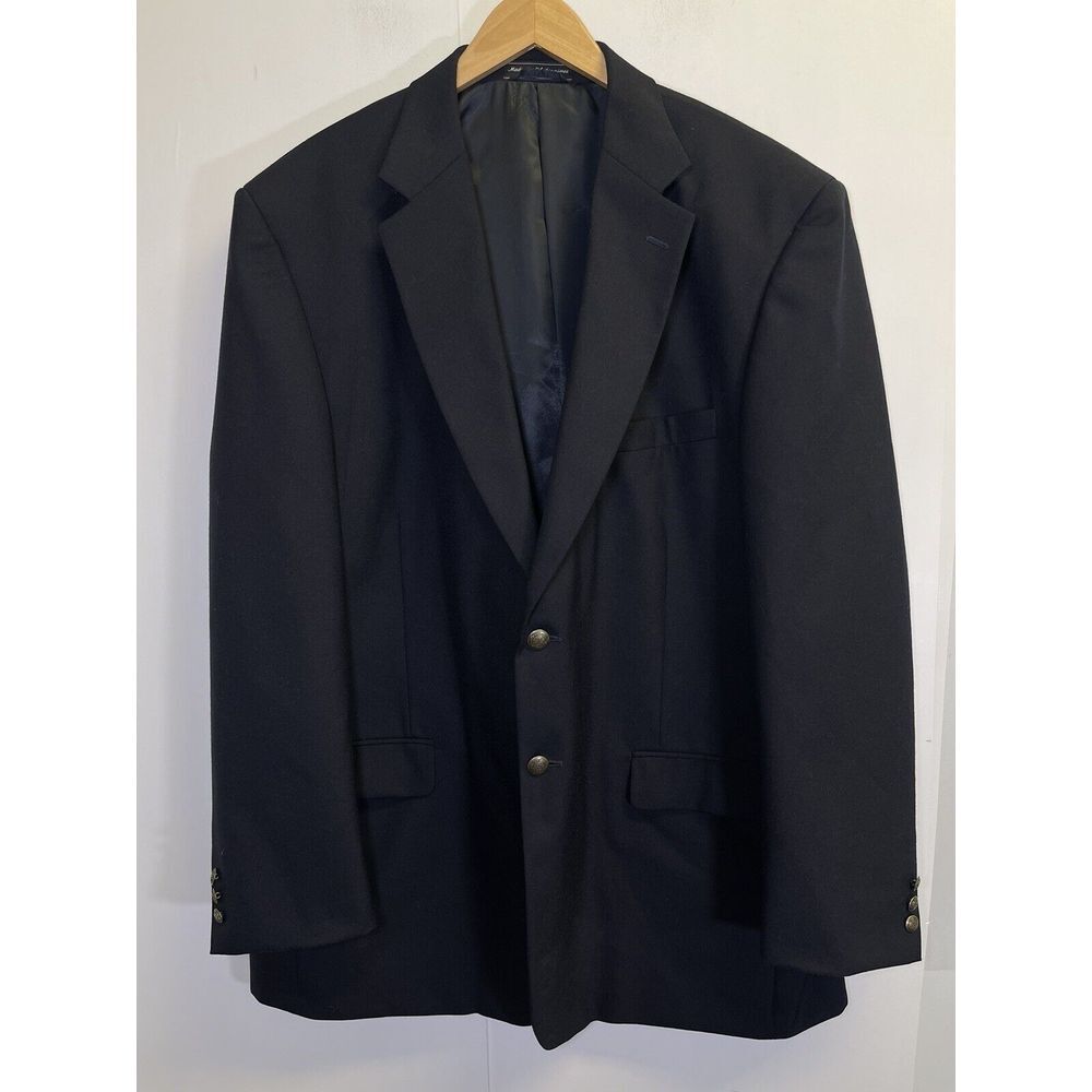 Meeting Street Blazer Sport Coat Mens 48L‎ Navy Blue Metal Buttons Wool Blend